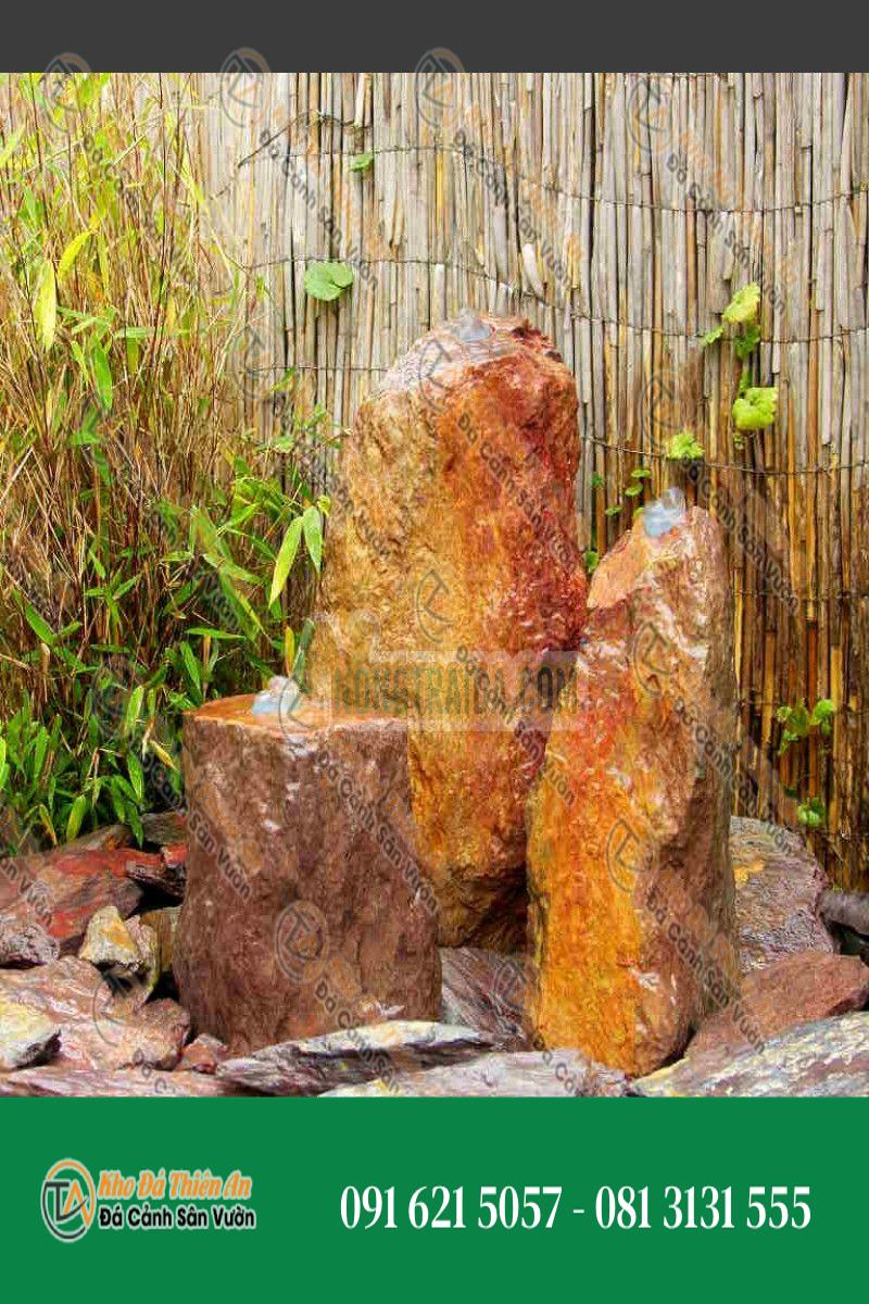 Đài phun nước Triolithes đá phiến đỏ nhiều màu 50cm