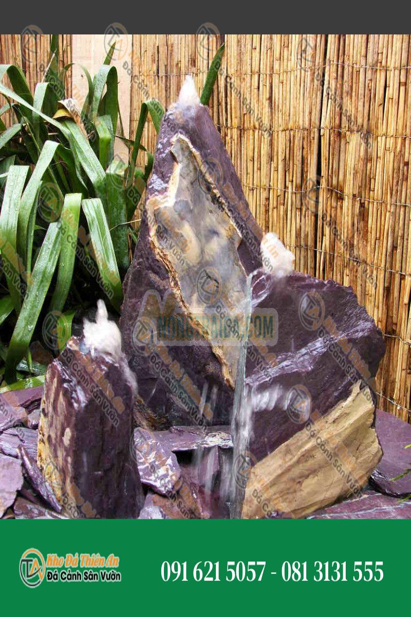 Đài phun nước Triolithes đá phiến màu tím 50cm