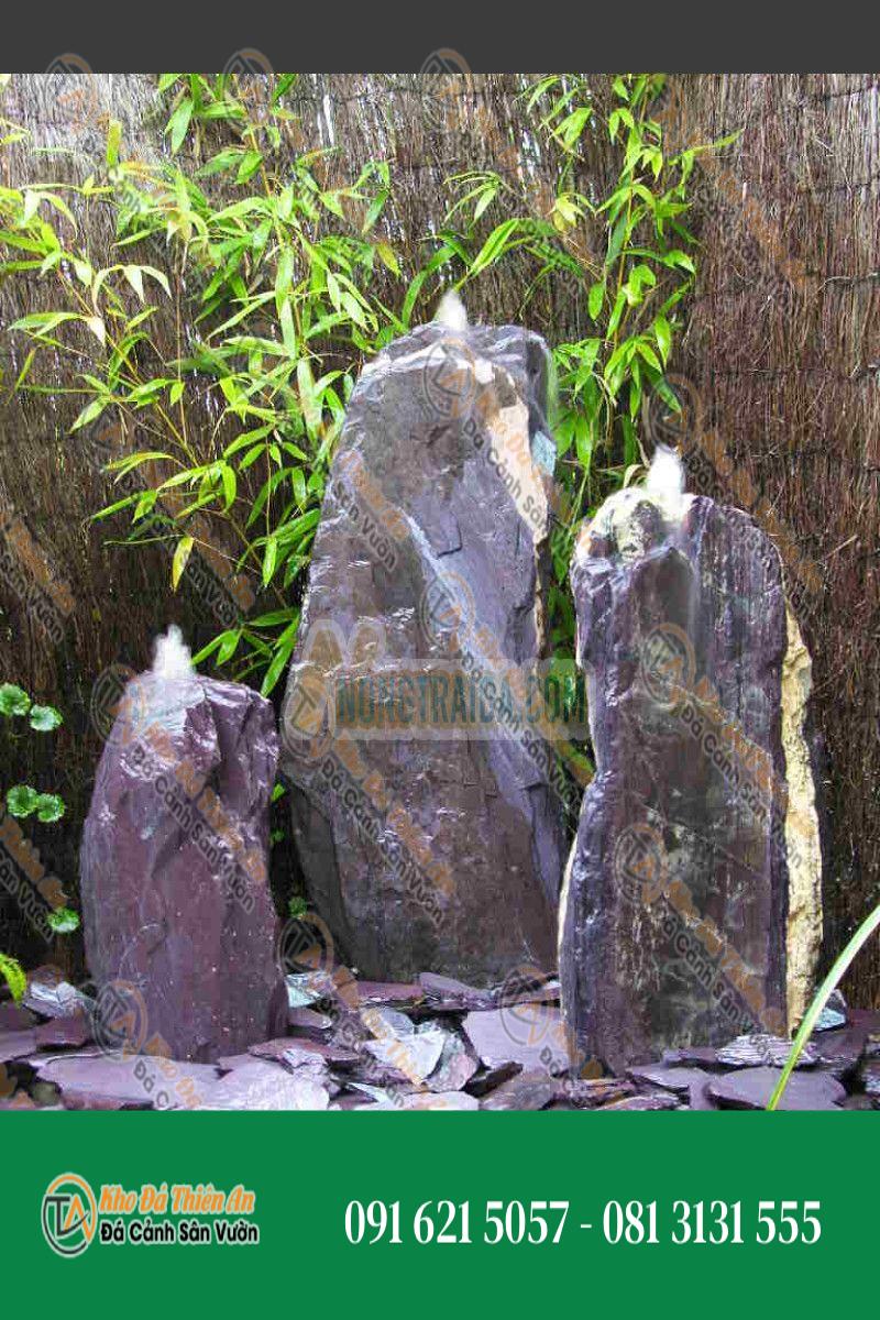 Đài phun nước Triolithes đá phiến màu tím 75cm