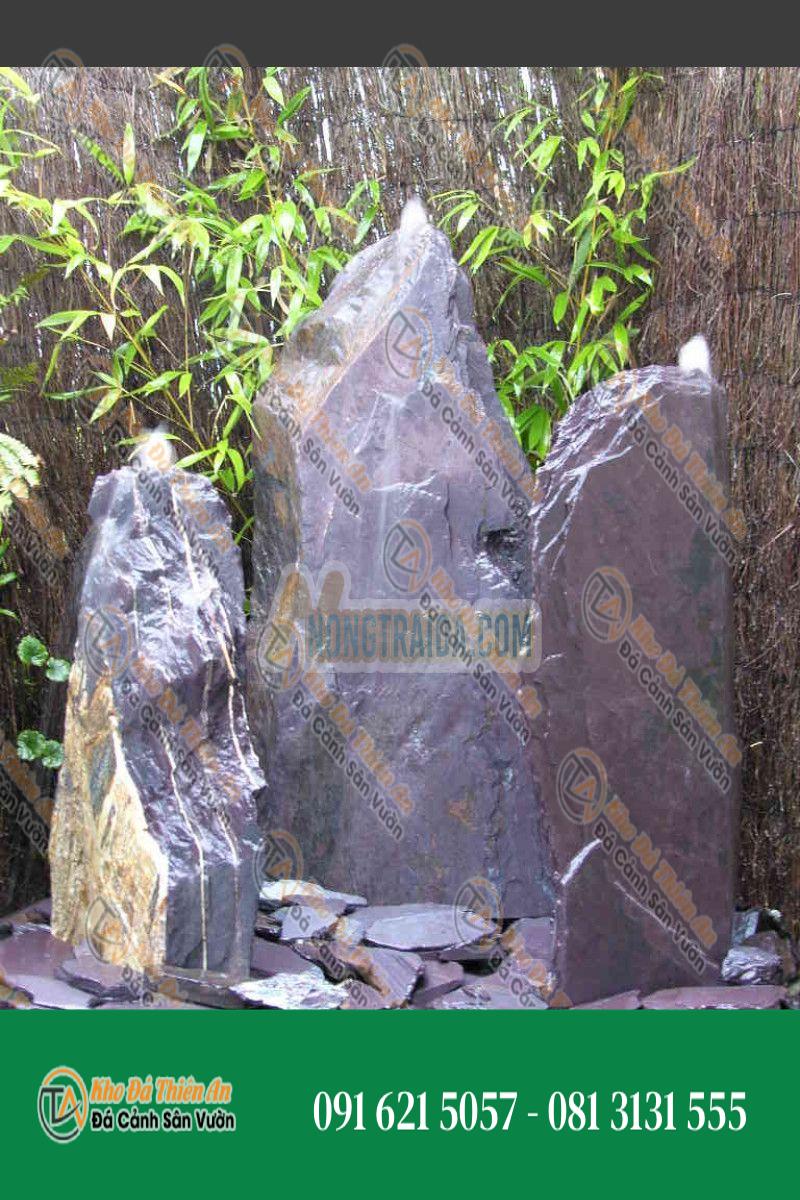 Đài phun nước Triolithes đá phiến màu tím 95cm