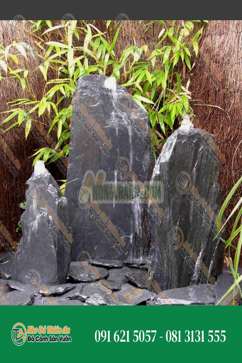 Đài phun nước Triolithes đá phiến xám đen 75cm