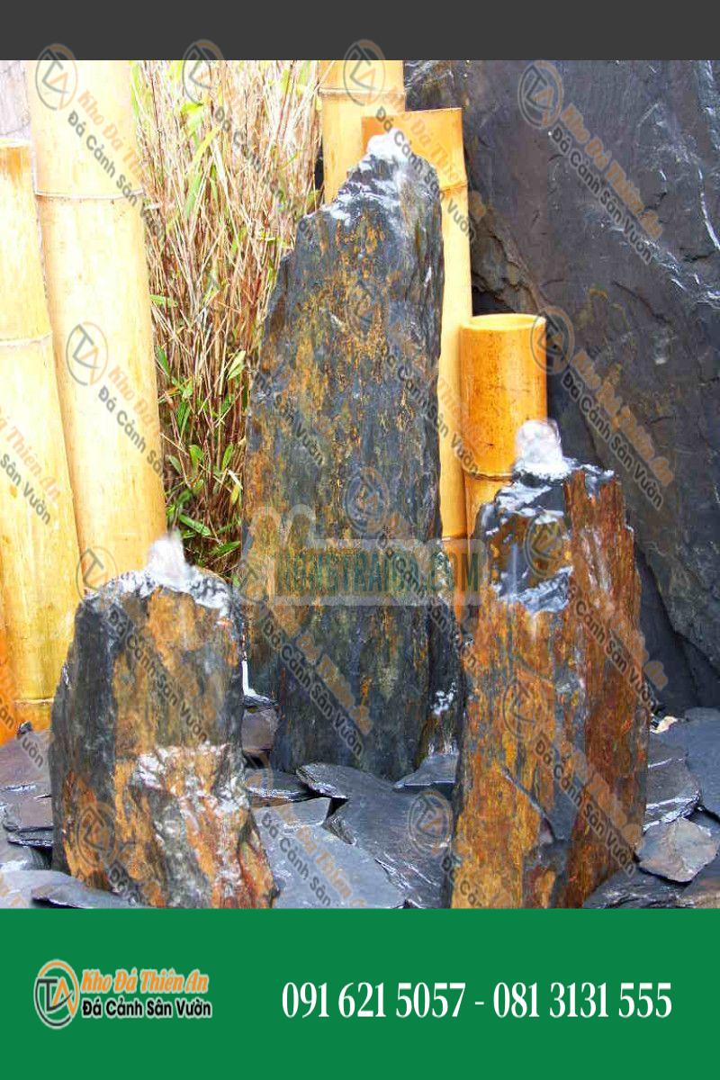 Đài phun nước Triolithes đá phiến xám nâu 50cm