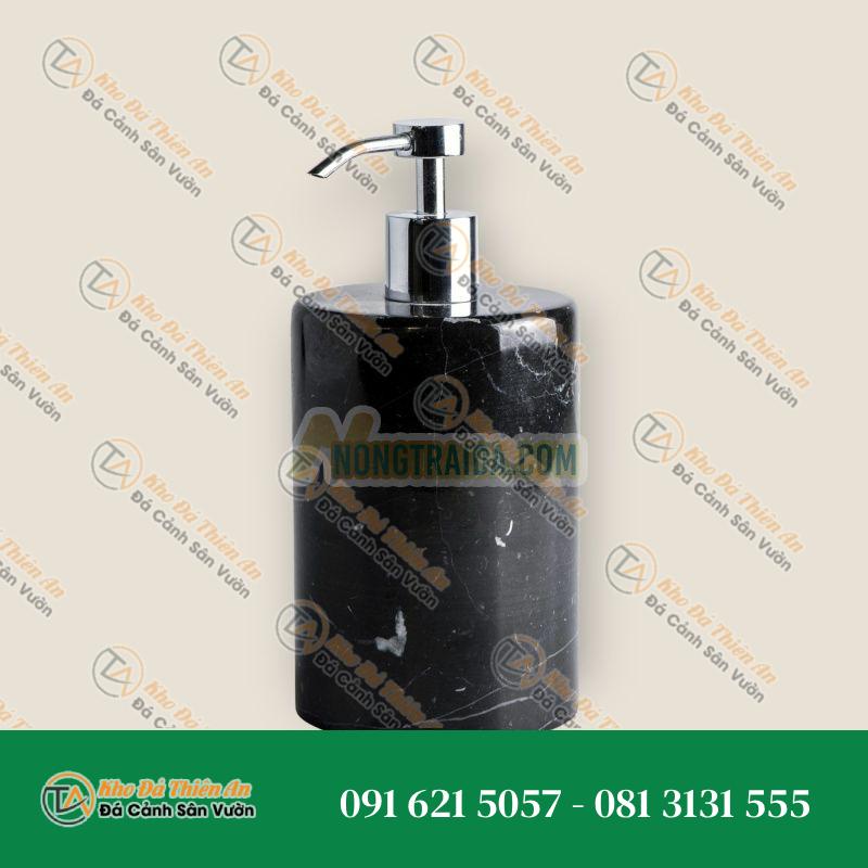 Đầu nhấn đựng xà phòng hình tròn, làm thủ công bằng đá Marquina Đen
