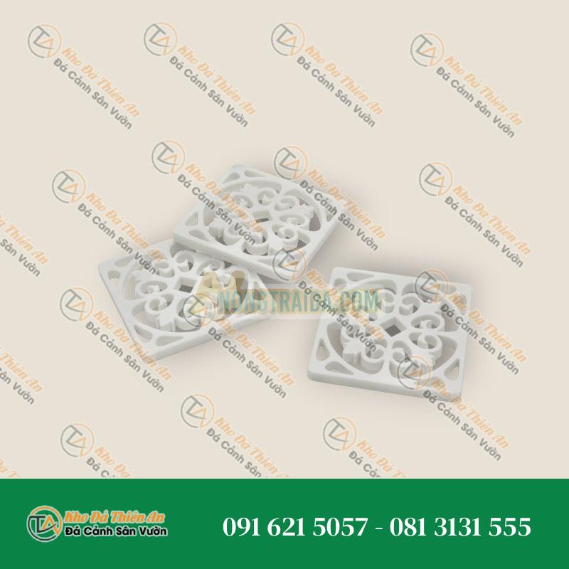 Đế lót ly hình Majolica, Làm thủ công Ý, Đá Carrara trắng, Đồ sưu tầm