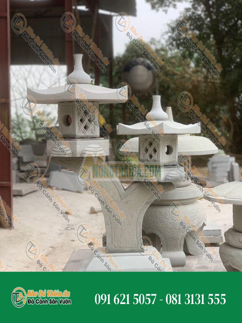 Đèn đá chữ Y 2 lồng đá sa thạch