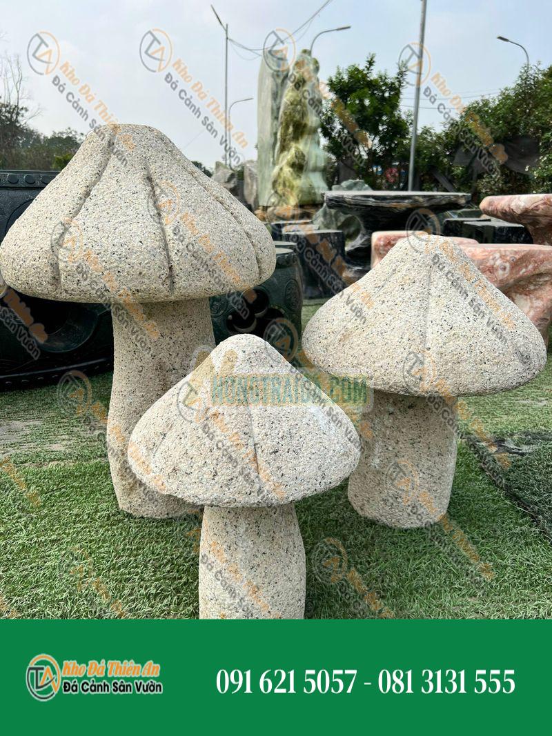 Đèn đá cụm cây nấm trang trí sân vườn cao 30-40cm