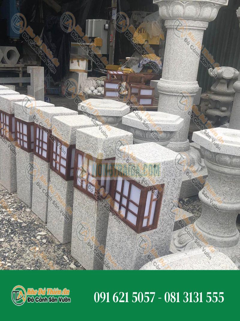 Đèn đá hiện đại, đá granite trắng muối tiêu, mài phẳng