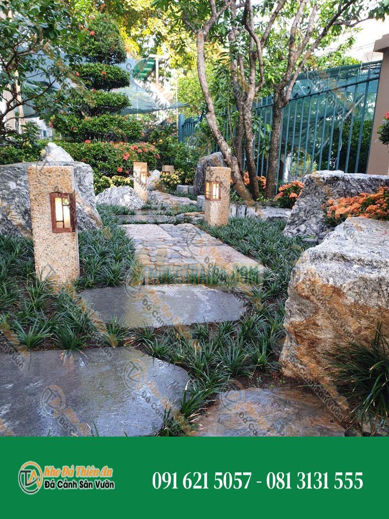 Đèn đá hiện đại, đá granite vàng, mài phẳng