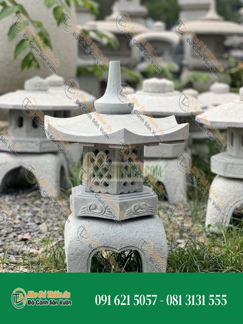 Đèn đá lục lăng kiểu Nhật đá sa thạch