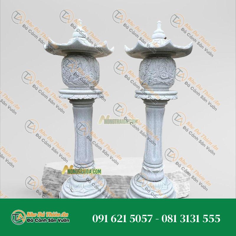 Đèn Đá Trắng Lục Yên Lục Lăng Sân Vườn Cao 28cm
