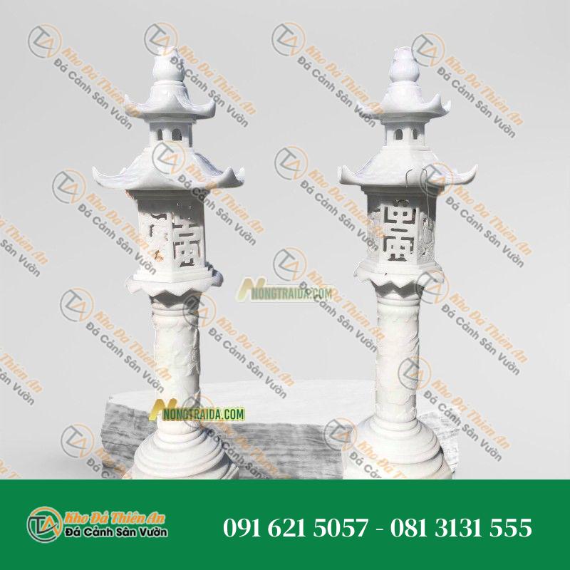 Đèn Đá Trắng Muối Thân Cao Thờ Cao 98cm