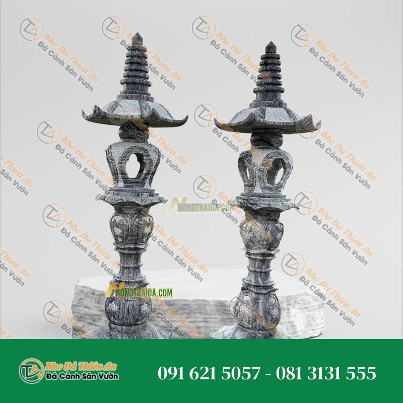 Đèn Đá Trắng Xanh 2 Chạc Nhà Thờ Cao 86cm