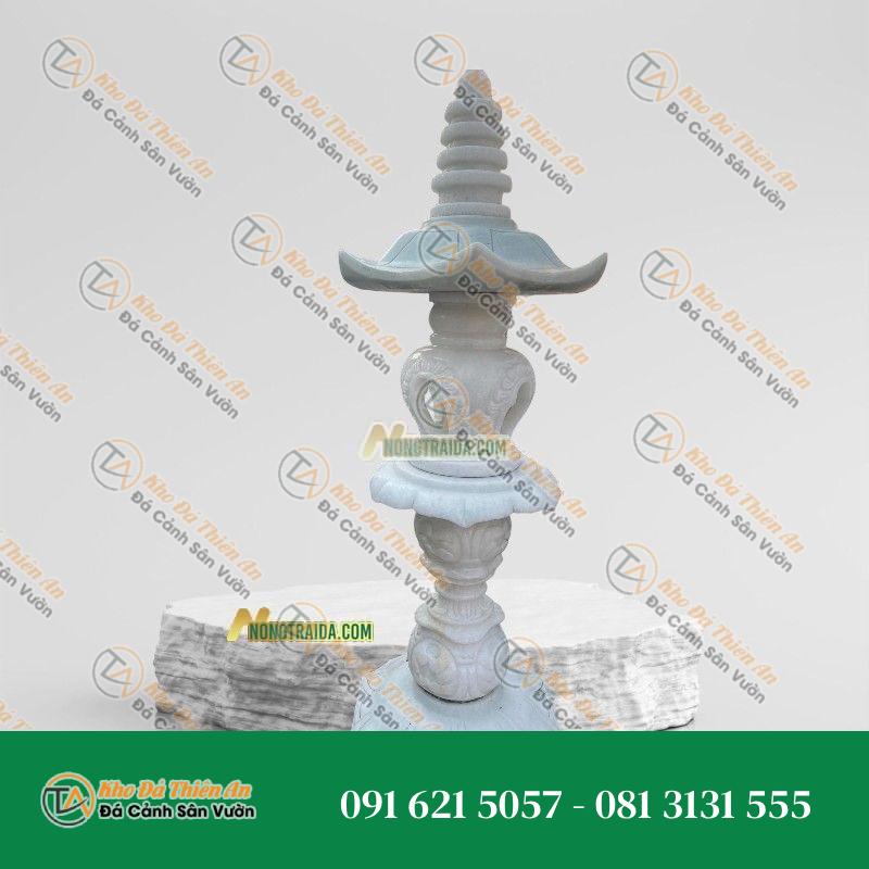 Đèn Đá Trắng Xanh Thân Vuông Nhà Thờ Cao 132cm