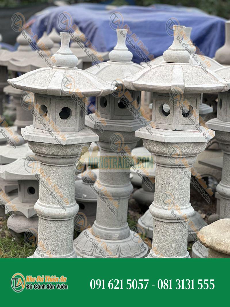 Đèn đá trụ tròn thân cao đá sa thạch