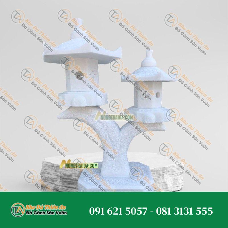 Đèn Đá Xám Cẩm Thạch Thân Cao Để Thờ Cao 95cm