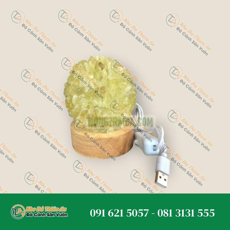 Đèn ngủ đá citrine phong thủy kiểu hoa cẩm tú cầu trang trí phòng ngủ, bàn làm việc, bàn học