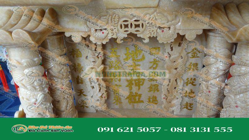 Đền thờ Thần thánh kích thước 35, 4 cột, 5 mái, đá màu nước mật ong