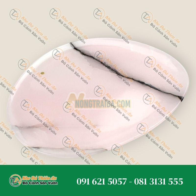 Đĩa bày bằng đá cẩm thạch Onyx hồng, chạm khắc thủ công (Đồ sưu tầm) – Italy