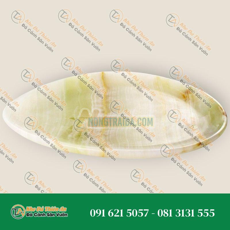 Đĩa bày bằng đá cẩm thạch Onyx xanh, thiết kế độc đáo, chạm khắc thủ công Italy