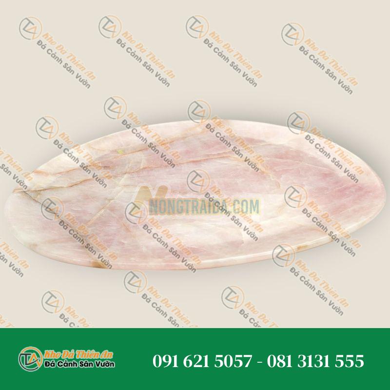 Đĩa bày bằng đá thạch anh hồng nguyên khối, chạm khắc thủ công (Đồ sưu tầm) – Italy