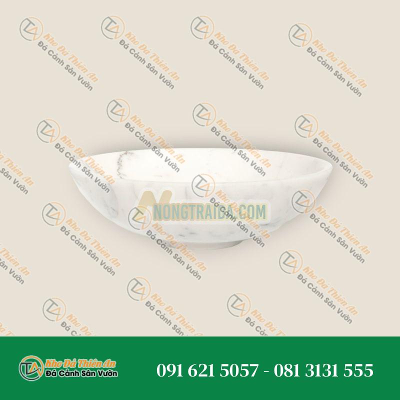 Đĩa đựng trái cây lớn thủ công bằng đá cẩm thạch Carrara trắng