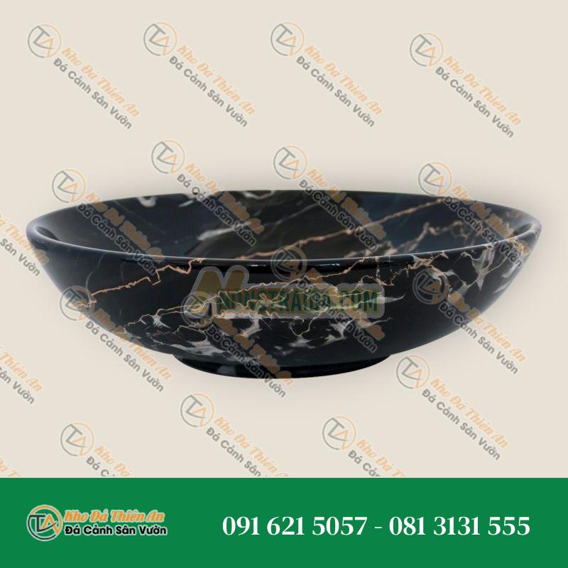 Đĩa đựng trái cây lớn thủ công bằng đá cẩm thạch Portoro
