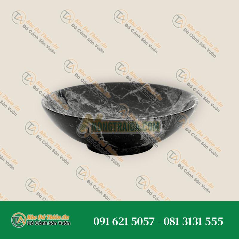Đĩa đựng trái cây nhỏ thủ công bằng đá cẩm thạch Marquina Đen