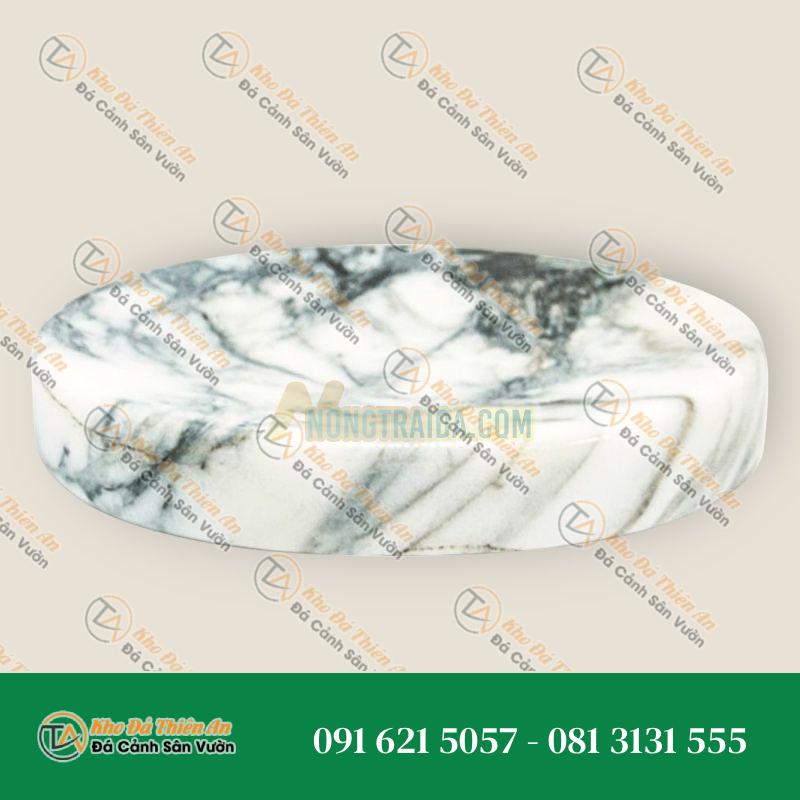 Đĩa đựng xà phòng tròn handmade bằng đá Paonazzo