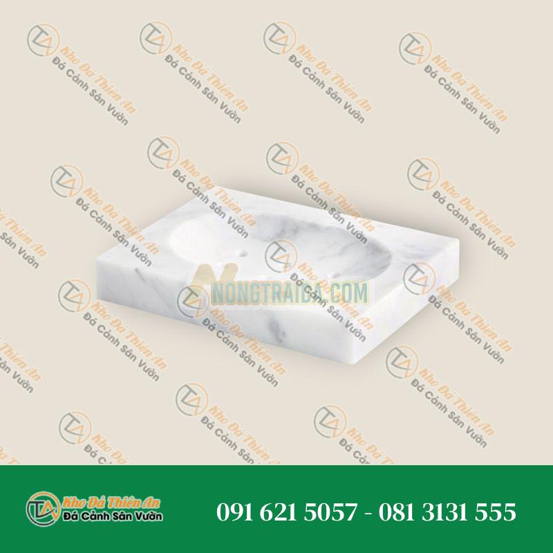 Đĩa đựng xà phòng vuông handmade bằng đá Carrara trắng