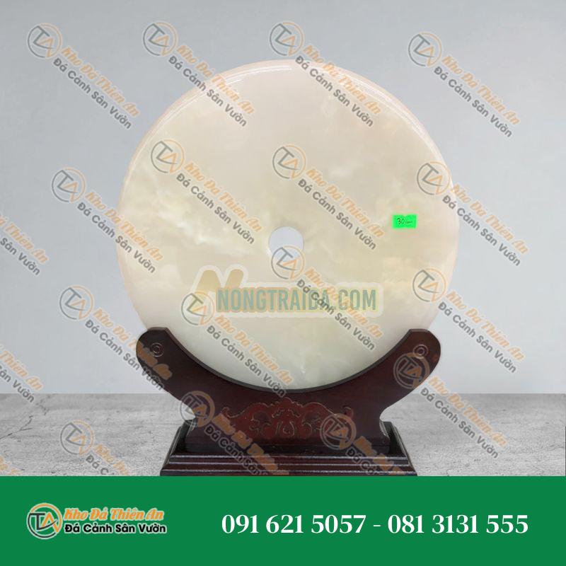 Đồng điếu (đồng tiền ) phong thủy đá bạch ngọc – đường kính 30cm