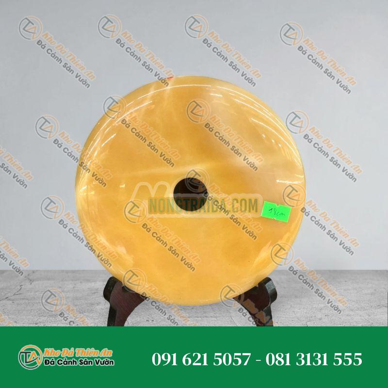 Đồng điếu (đồng tiền ) phong thủy đá ngọc hoàng long – đường kính 18cm