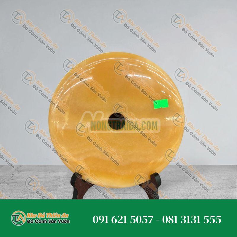 Đồng điếu (đồng tiền ) phong thủy đá ngọc hoàng long – đường kính 20cm