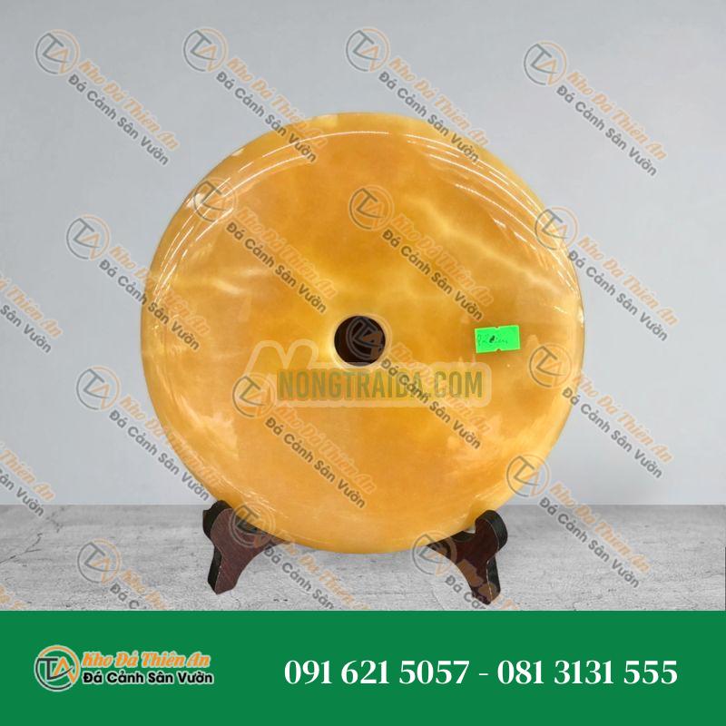 Đồng điếu (đồng tiền ) phong thủy đá ngọc hoàng long – đường kính 22cm