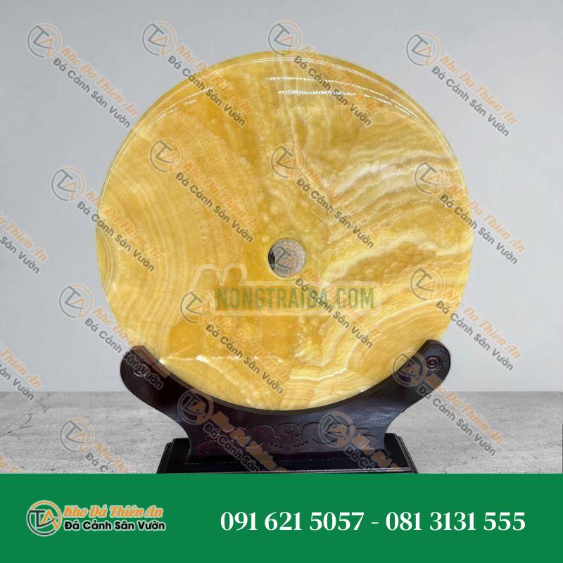 Đồng điếu (đồng tiền) phong thủy đá ngọc hoàng long – đường kính 50cm