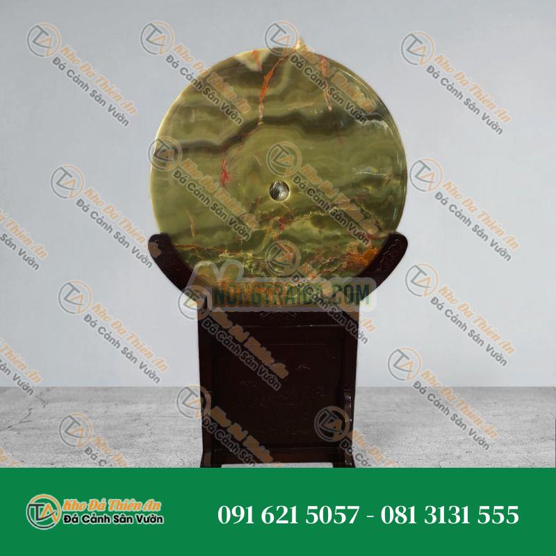 Đồng điếu (đồng tiền ) phong thủy đá ngọc onyx xanh đậm – đường kính 80cm
