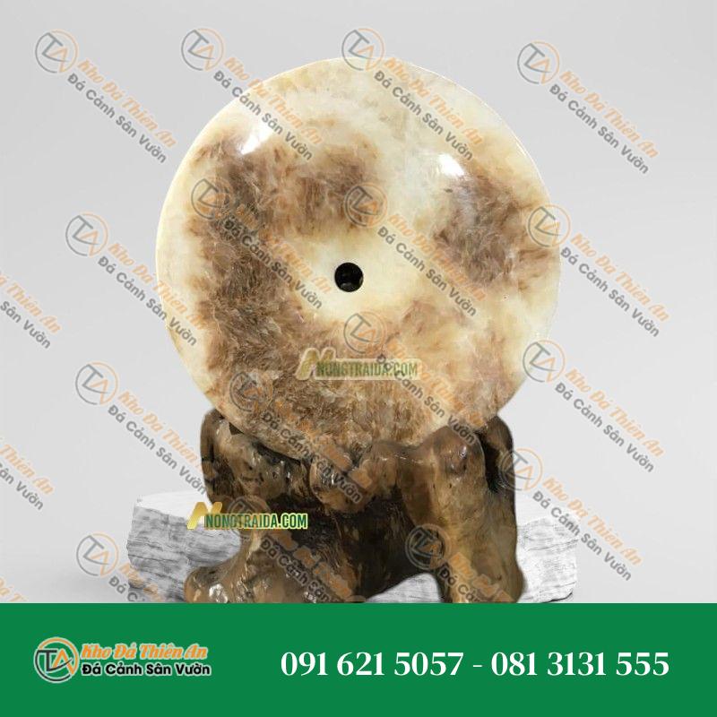Đồng Điếu Ngọc Cẩm Thạch Vàng Vân Gỗ 32cm