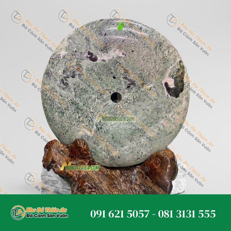 Đồng Điếu Ngọc Cẩm Thạch Xanh Ghi 25cm