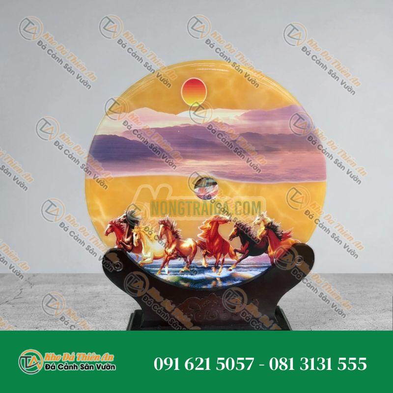 Đồng tiền đồng điếu may mắn phong thủy vẽ tranh chiêu nạp tài lộc đá ngọc hoàng long – đường kính 30cm