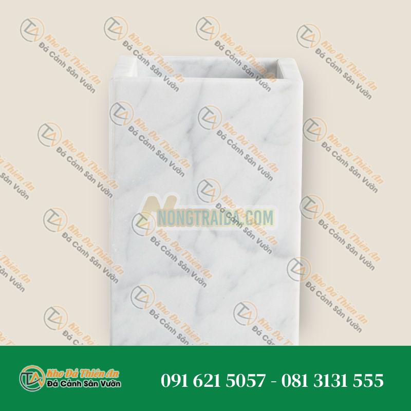 Đũa đựng bàn chải đánh răng hình vuông, làm thủ công bằng đá Carrara trắng