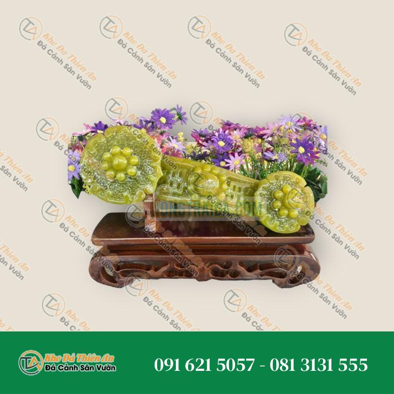Gậy như ý phong thủy may mắn vạn sự như ý đá ngọc Serpentine – Dài 31cm