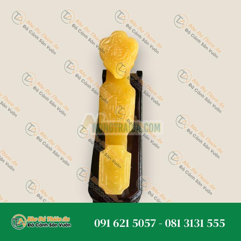 Gậy như ý phong thủy may mắn vạn sự như ý đá thạch anh vàng – Dài 17cm