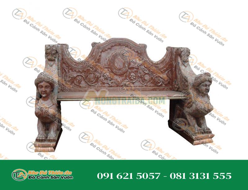 Ghế đá Marble 3 chỗ ngồi với hình Xăm tay Sphinx