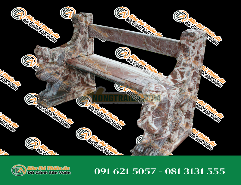 Ghế đá Marble Đỏ với hình Sphinx