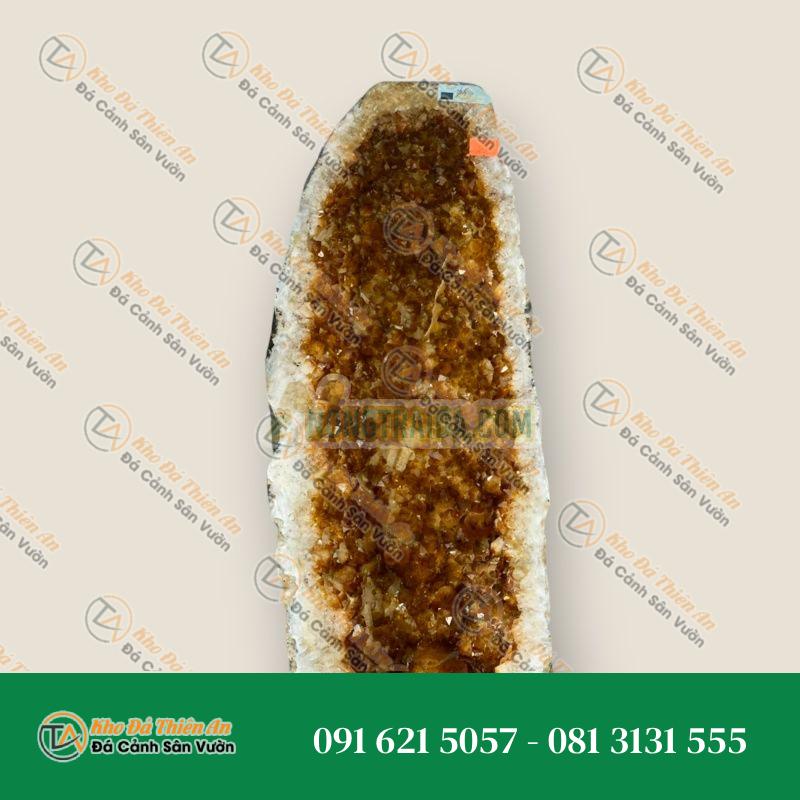 Hang ( Hốc ) phong thủy trấn trạch đá thạch anh vàng hút tài lộc – Nặng 36,5 kg