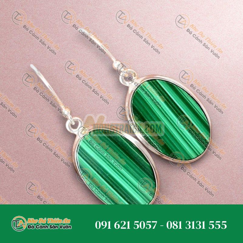 Hoa tai đá Lông Công bạc 925 cao cấp
