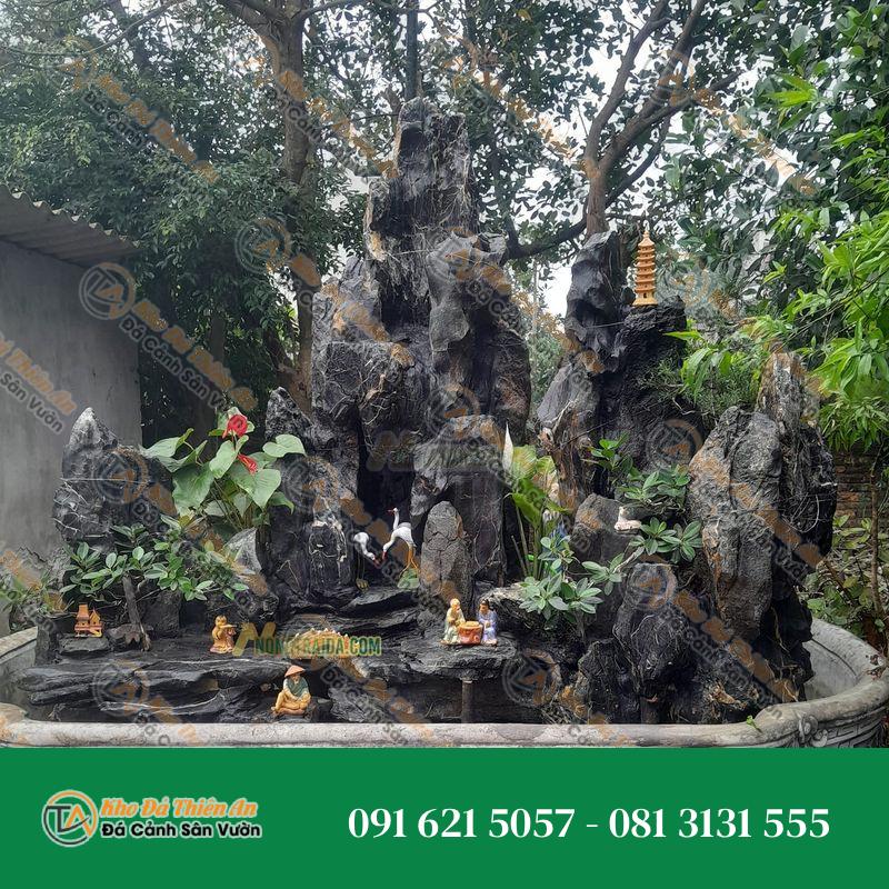 Hòn Non Bộ Bể Cá Đá Lũa Đen Sân Vườn 95cm