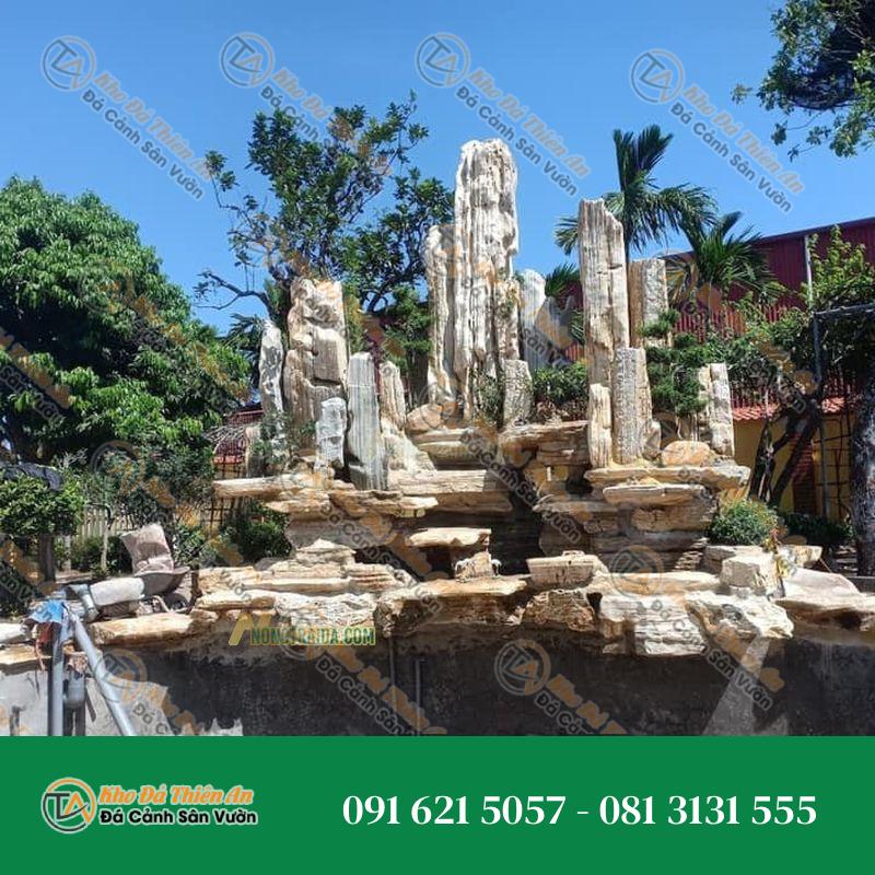 Hòn Non Bộ Đá Cổ Thạch 3 Núi Sân Vườn 166cm