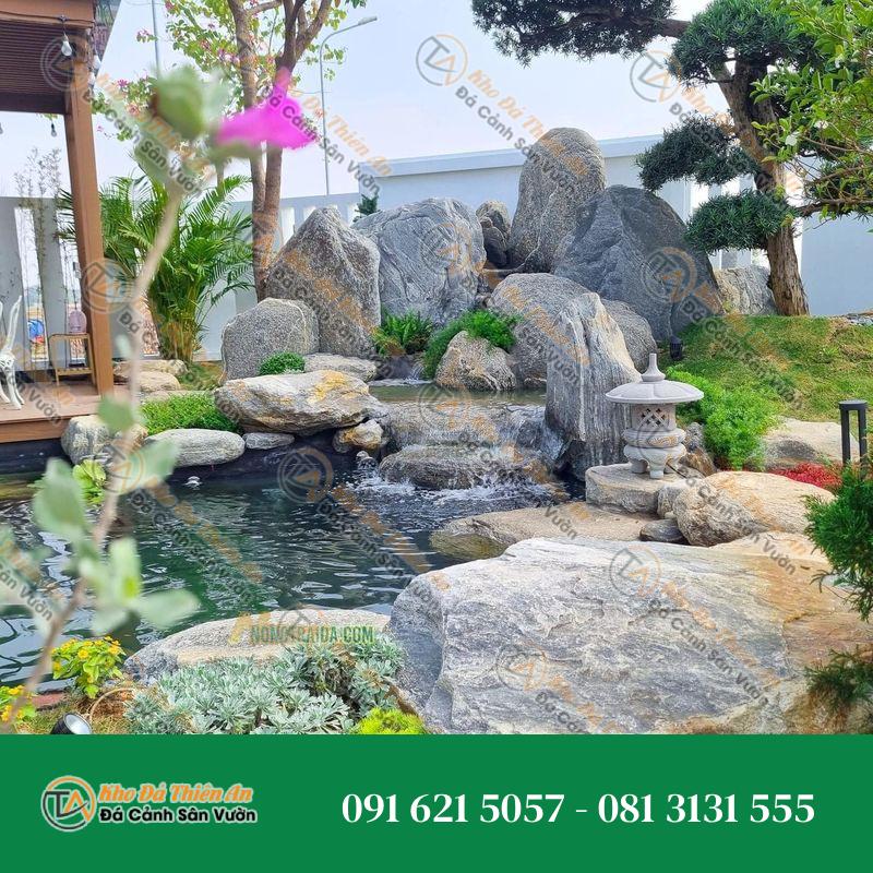 Hòn Non Bộ Hồ Cá Đá Cuội Vân Mây 97cm