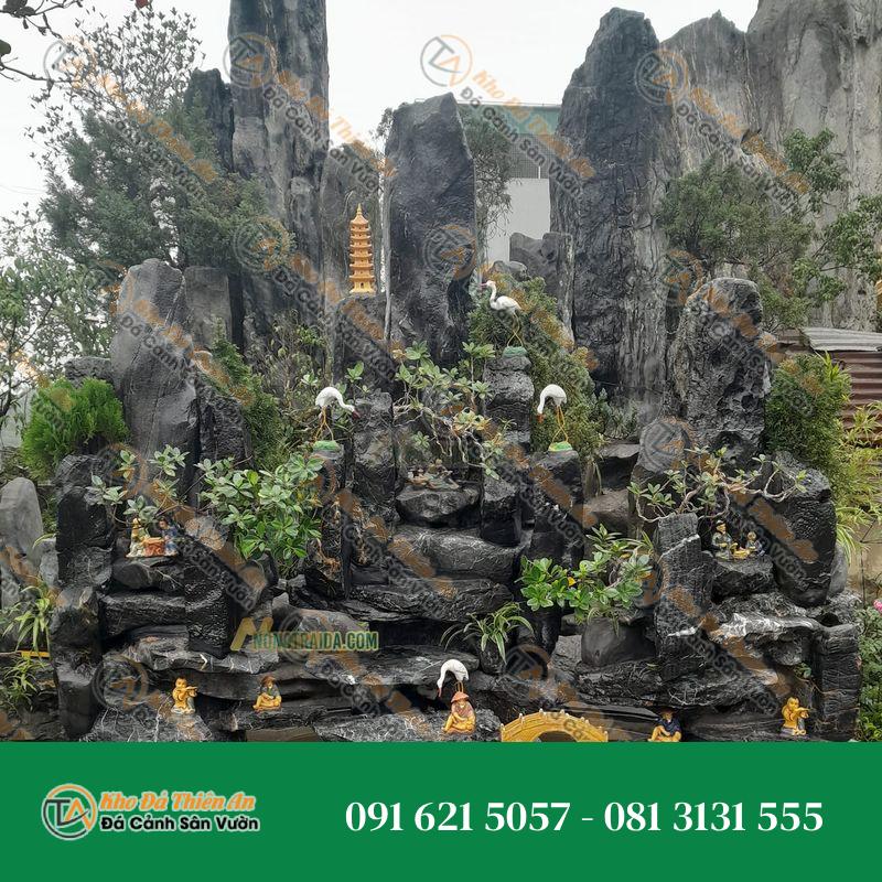 Hòn Non Bộ Hồ Cá Koi Lớn Đá Lũa Đen 2.2X3.3M