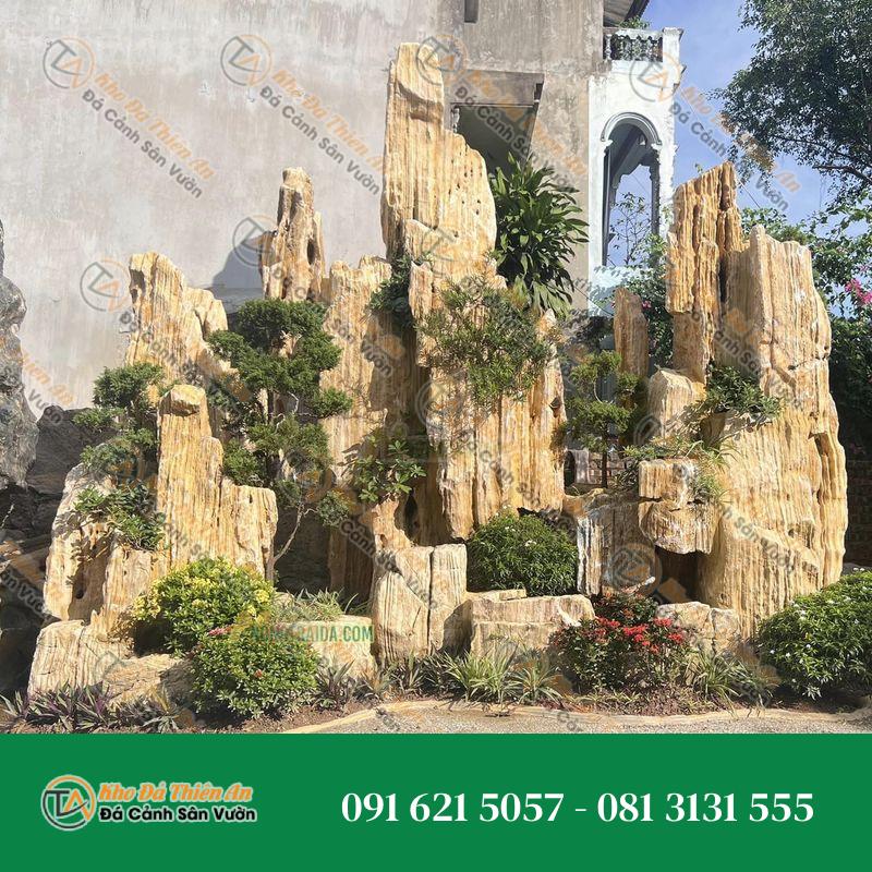 Hòn Non Bộ Lớn 5 Ngọn Nhà Ở 1.97m